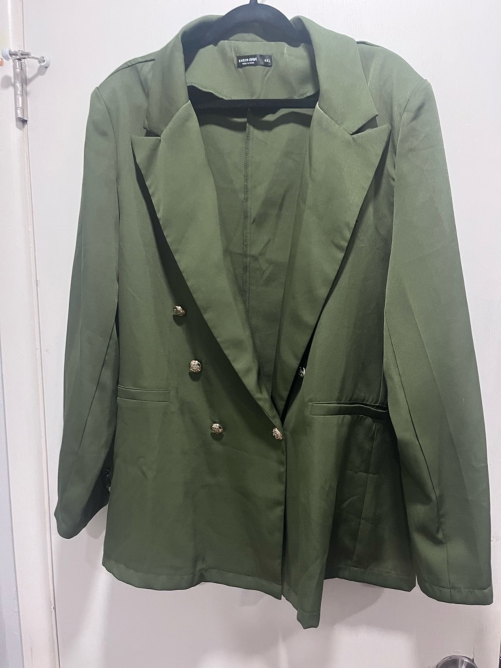 SHEIN Olive Green Double-Breasted Women's Blazer